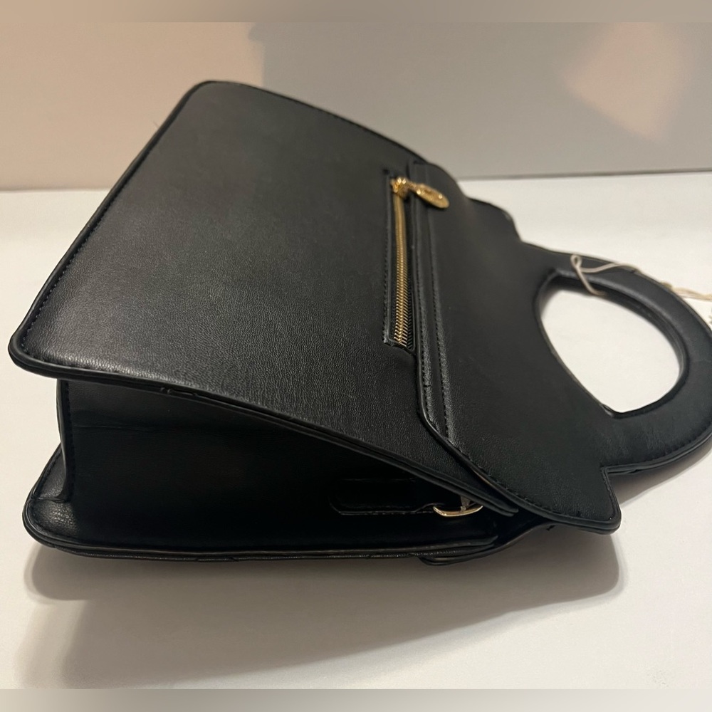 Valentino Orlandi Leather Top Handle Black Crossbody Bag V-2002 - Picture 8 of 11
